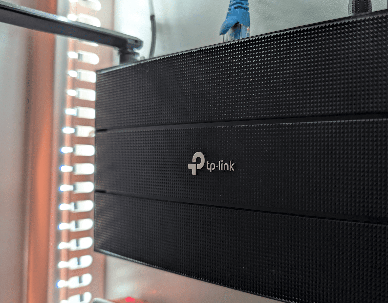 TP-Link network switch in rack